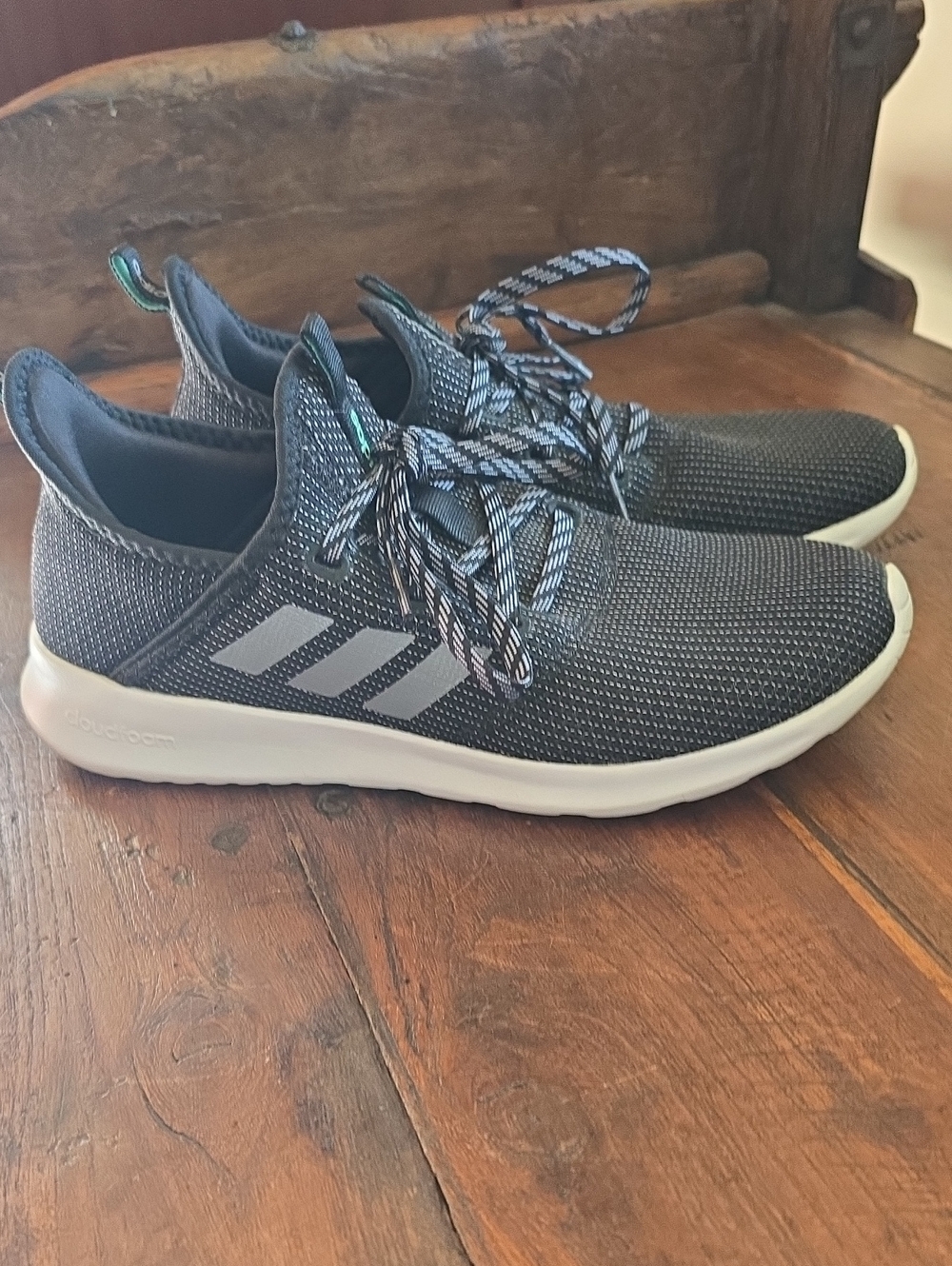 adidas Black and White Knit Lace-Up Slip-On Sneakers